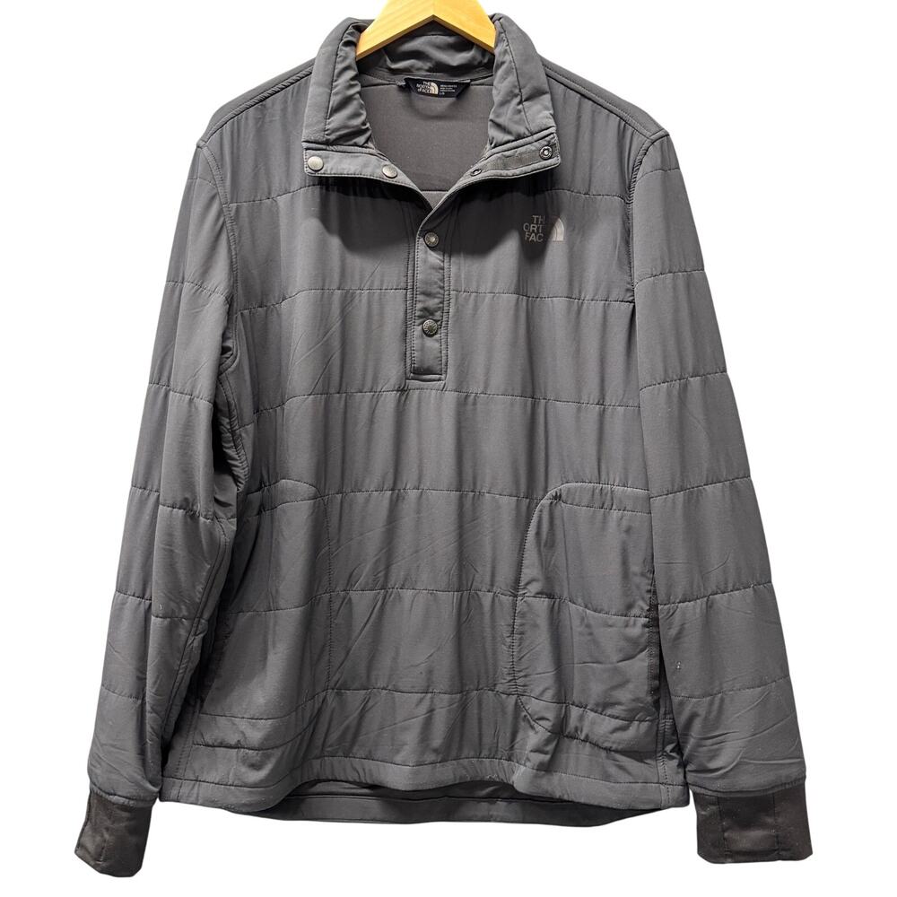 The North Face Jacket Mens Large Black 1/4 Snap Pullover Long Sleeve + Pockets